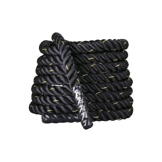 Battle rope en nylon noir de 12 mètres avec accents doré