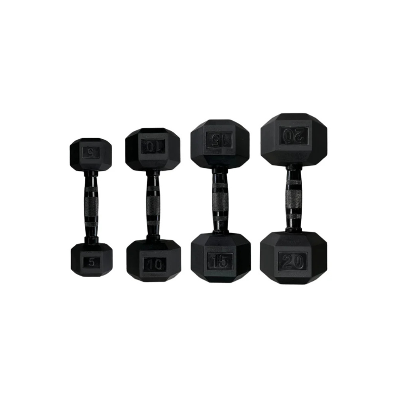 Ensemble de poids hexagonaux noirs 5 à 100 LB Gymnetic - Body Gym équipements