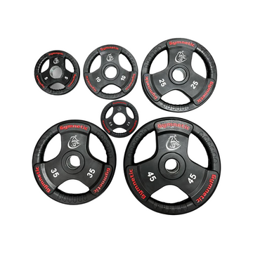 Ensemble de plaques olympiques en caoutchouc Gymnetic tri grip 2.5 à 45 lbs (245 lbs) - Body Gym équipements