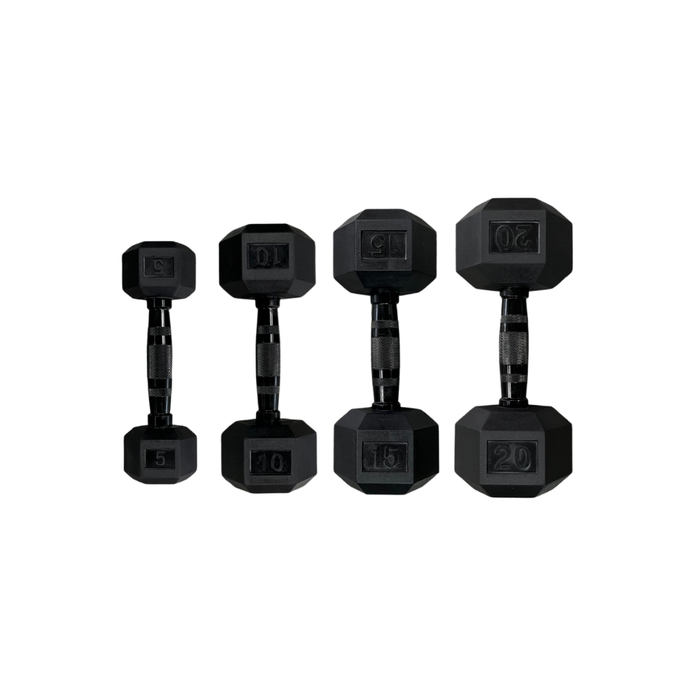 Ensemble de poids hexagonaux noirs 5 à 50 LB Gymnetic - Body Gym équipements