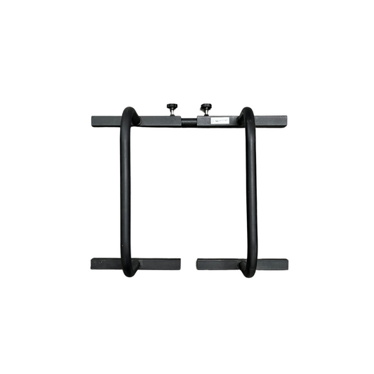 Adjustable and fixable black metal parallel bars (parallettes)