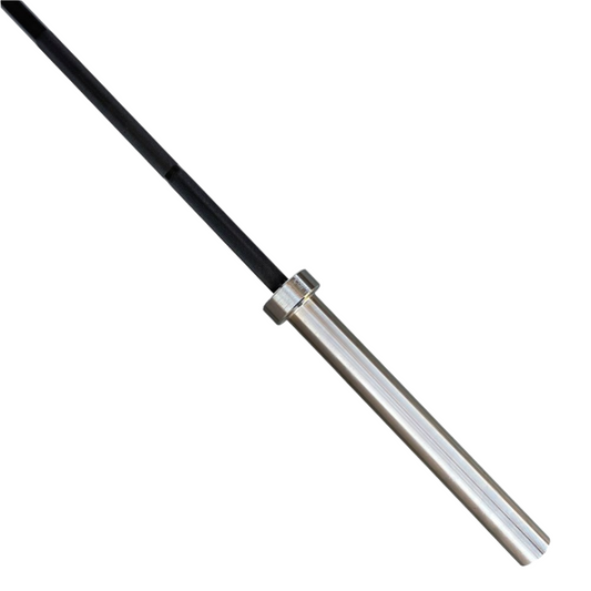 Barre d'haltérophilie noire et chromée Gymnetic 7', 45 lbs, 28mm, testée 1500 lbs - Body Gym équipements