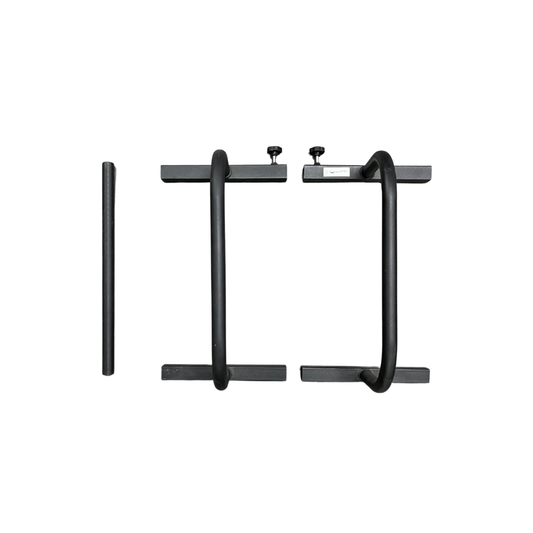 Adjustable and fixable black metal parallel bars (parallettes)