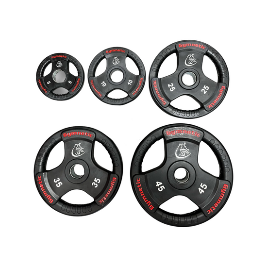 Ensemble de plaques olympiques en caoutchouc Gymnetic tri grip 5 à 45 lbs (240 lbs) - Body Gym équipements