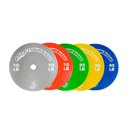 Ensemble de bumper plates d'entraînement de couleur Gymnetic (10 à 45 LB) - Body Gym équipements