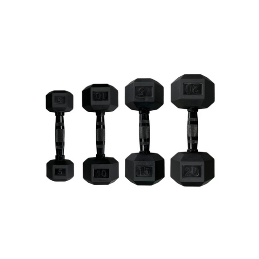Set of black hexagonal weights 5 to 75 LB Gymnetic