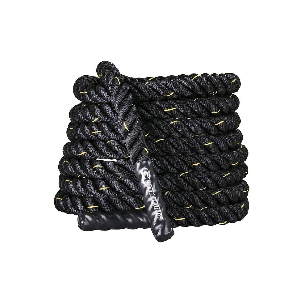 Battle rope en nylon noir de 9 mètres avec accents doré - Body Gym Équipements Canada